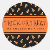Sticker Rond Halloween Corn Corn Trick personnalisé ou traiteme (Devant)