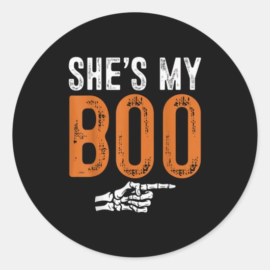 Sticker Rond Halloween Costumes Shes My Boo Couple Matching Par (Devant)