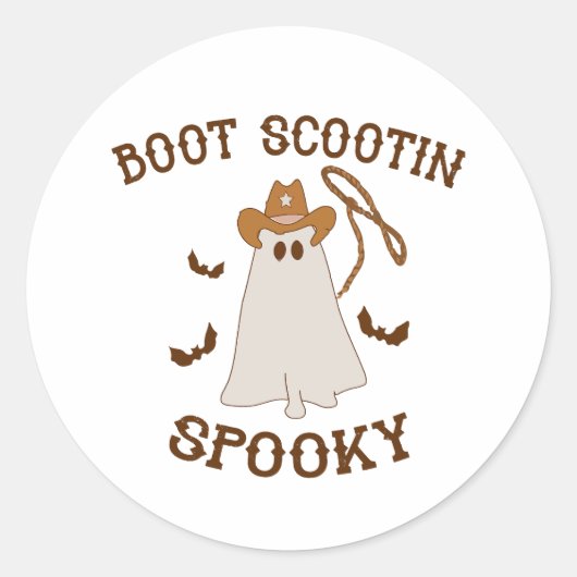 Sticker Rond Halloween Cowboy Boot Scootin Éffrayant (Devant)