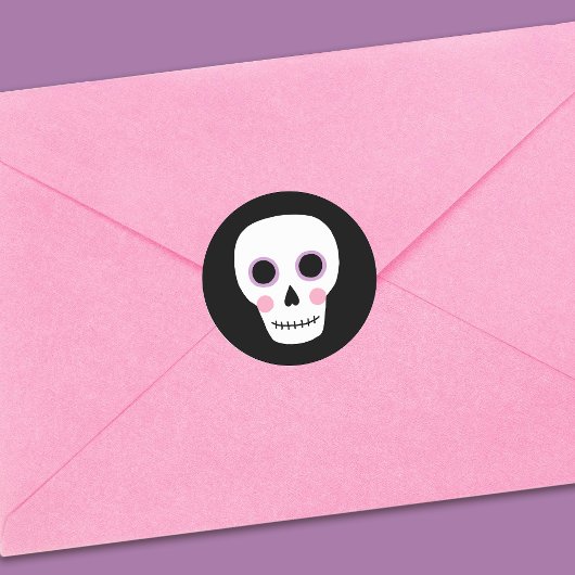 Sticker Rond Halloween Crâne Cute Pastel Anniversaire