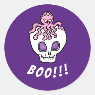 Sticker Rond Halloween crâne mignon enfant convivial personnali