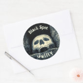 Sticker Rond Halloween Crâne Noir Spot Coupable (Enveloppe)