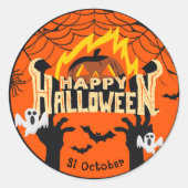 Sticker Rond Halloween créative orange et noire (Devant)