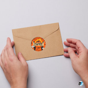 Sticker Rond Halloween créative orange et noire