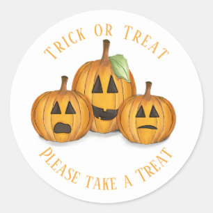 Sticker Rond Halloween Cute Treat Favoriser Citrouille Whimsica
