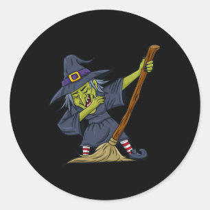 Sticker Rond Halloween Dabbing Sorcière Fun Boys Girls Dab