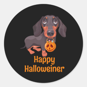 Sticker Rond Halloween Dachshund Pour Halloweiner