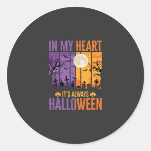 Sticker Rond Halloween Dans Mon Cœur Cimetière Squelettique