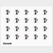 Sticker Rond Halloween de baseball de chat noir (Feuille)