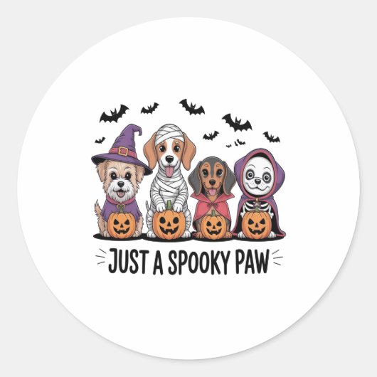 Sticker Rond Halloween de chien juste un paw Éffrayant (Devant)