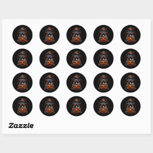Sticker Rond Halloween de chien - Pitbull Witch