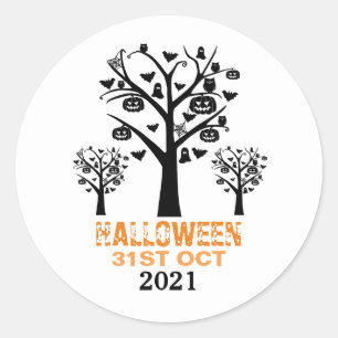 Sticker Rond Halloween de la forêt hantée