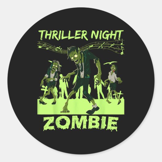 Sticker Rond Halloween de la nuit de thriller danser Zombie (Devant)