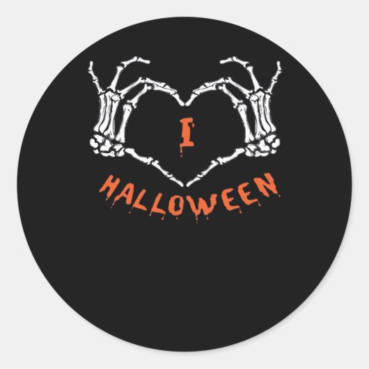 Sticker Rond Halloween de Slogan. Geste Cardiaque En Squelette (Devant)