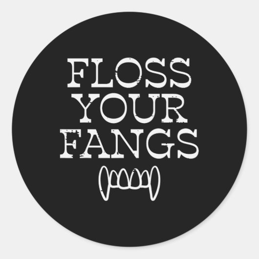 Sticker Rond Halloween Dentiste Floss Vos Pangs Vampire Dentair (Devant)
