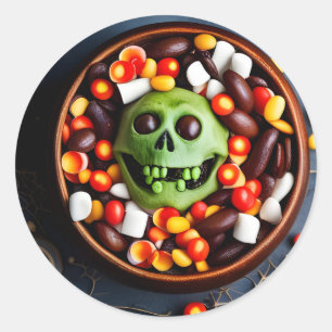Sticker Rond Halloween Déplaisant Candy Bowl