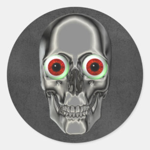 Sticker Rond Halloween déplaisante face crâne 