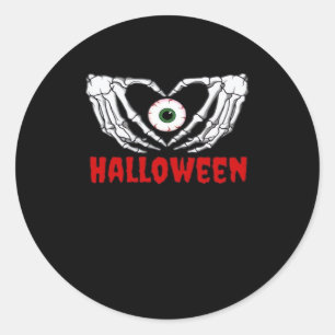 Sticker Rond Halloween des yeux - Squelette Mains Coeur