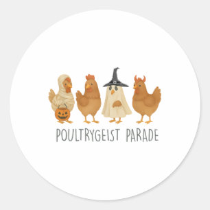 Sticker Rond Halloween drôle de poulet, Poultrygei Éffrayant de
