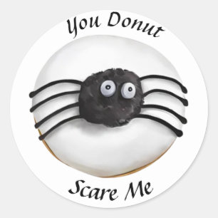 Sticker Rond Halloween Éffrayant Black Spider Donut
