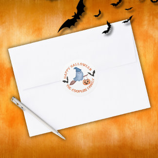 Sticker Rond Halloween éffrayant Boo heureux