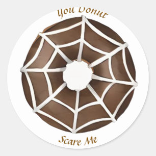Sticker Rond Halloween Éffrayant Brown Spider Web Donut