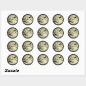 Sticker Rond Halloween éffrayant chauves-souris (Feuille)