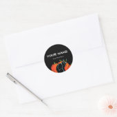 Sticker Rond Halloween éffrayant en chat noir (Enveloppe)