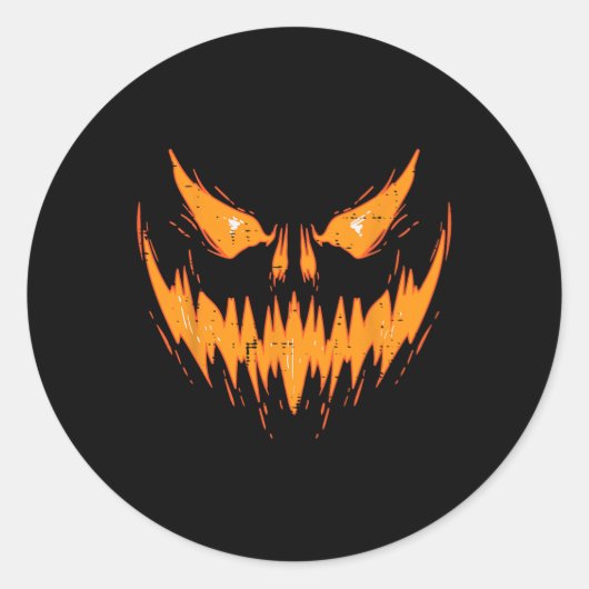 Sticker Rond Halloween Éffrayant Jack-o'-lantern Face Citrouill (Devant)