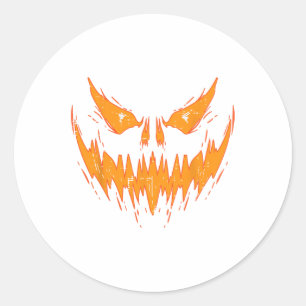 Sticker Rond Halloween Éffrayant Jack-o'-lantern Face Citrouill