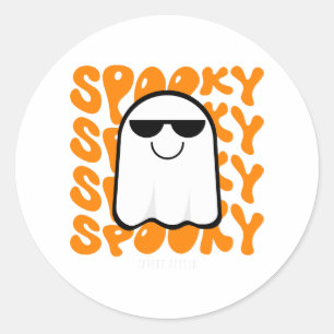 Sticker Rond Halloween Éffrayant orange noir