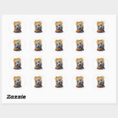 STICKER ROND HALLOWEEN ET CHIEN (Feuille)