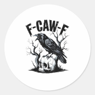 Sticker Rond Halloween F-Caw-F Oiseau Corbeau Femmes Hommes Rét