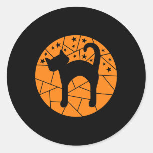 Sticker Rond Halloween Fall mignonne Starry Black Cat Women Cad