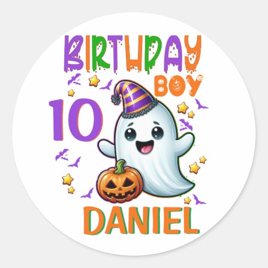 Sticker Rond Halloween Fantôme Anniversaire Garçon Conception É (Devant)