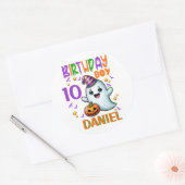 Sticker Rond Halloween Fantôme Anniversaire Garçon Conception É (Enveloppe)