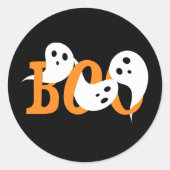 Sticker Rond Halloween Fantômes Boo Noir (Devant)