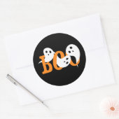 Sticker Rond Halloween Fantômes Boo Noir (Enveloppe)