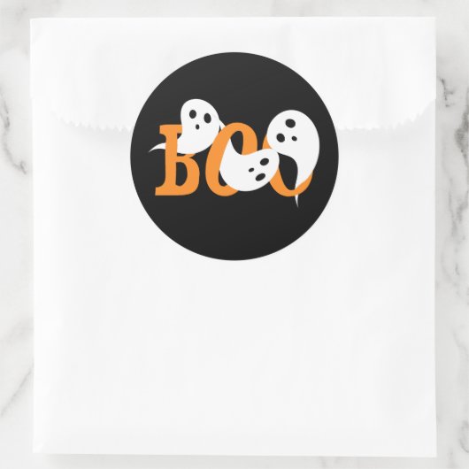 Sticker Rond Halloween Fantômes Boo Noir (Sac)
