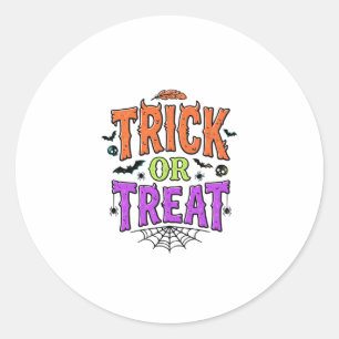 Sticker Rond Halloween Farce Traitement Drôle Toile d'Araignée