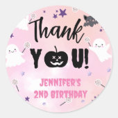 Sticker Rond Halloween fête d'anniversaire rose fille mignonne  (Devant)