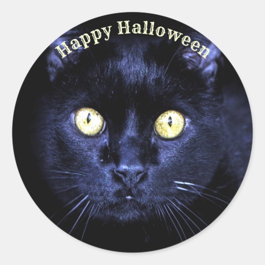 Sticker Rond Halloween fête peur Chat noir Horreur Nuit (Devant)
