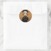 Sticker Rond Halloween fille et chat (Sac)