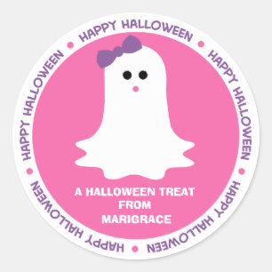 Sticker Rond Halloween Fille Fantôme Favoriser