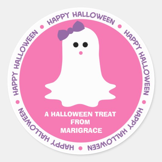 Sticker Rond Halloween Fille Fantôme Favoriser (Devant)