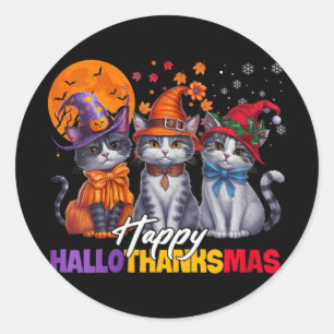 Sticker Rond Halloween Filles Thanksgiving Christmas Happy Hall
