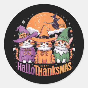 Sticker Rond Halloween Filles Thanksgiving Christmas Happy Hall