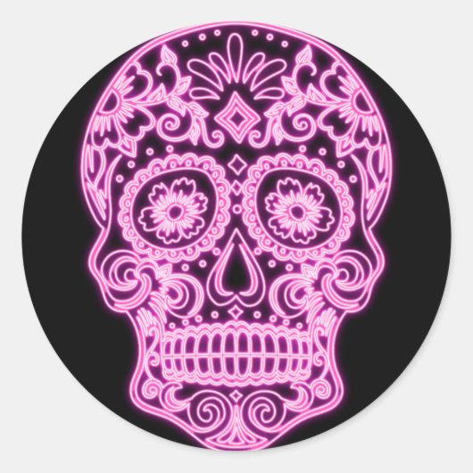 Sticker Rond Halloween Floral Sugar Skull (Devant)