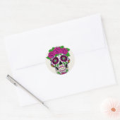 Sticker Rond Halloween Floral Sugar Skull (Enveloppe)