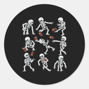Sticker Rond Halloween Football Américain Squelettes Drôles Hom